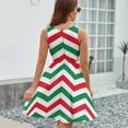 thumbnail image 6 of Christmas Chevron Pattern Green, Red And White Christmas Dress Summer Street Style Dresses Female Sleeveless Printed Sundress, 6 of 7
