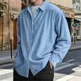 thumbnail image 3 of Corduroy Shirt Mens Lapel Long Sleeve Wrinkle Free Casual Button Down Shirts Work Overshirt Shackets  Blue XXL, 3 of 4