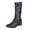 b-Black, variant on Leozcaa Western Cowboy Boots for Women Knee High Wide Calf Cowgirl Boots Embroidered Slip On Round Toe Boot