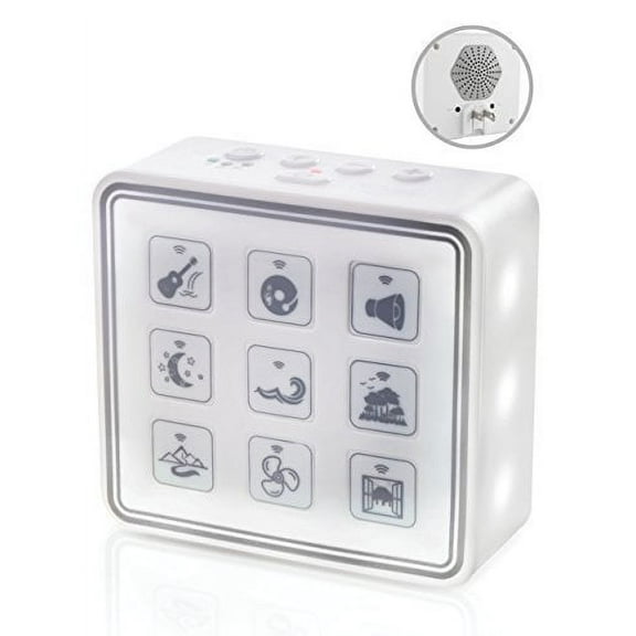Portable & Compact Plug-in Nightlight White Noise Sound Machine-Relaxing Sleep Therapy for Adults & Baby w/9 Natural Sound Settings, Auto Timer, Headphone Jack & USB Cord - for Home & Travel (White)