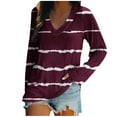 thumbnail image 1 of PEZHADA Hauts à Manches Longues pour Femmes Mode Décontractée Col en V Imprimé Blouse, 1 of 9