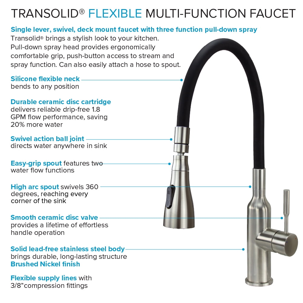 Transolid  Kitchen/Laundry Faucet with Dual Spray and Flex Neck With Swivel Action Ball-Joint - N/A
