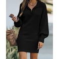 thumbnail image 2 of CAILDANL Women Casual V Neck Knit Mini Fall Sweater Dresses Long Sleeve Loose Fit Solid Color Ribbed Pullover Jumper Sweaters, 2 of 2