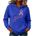 thumbnail image 4 of Craaazy Breast Cancer Awareness Hoodies for Women Long Sleeve Tops, Pink Ribbon Butterfly Sunflower Printed Pullover Sweatshirt with Front Pocket for Fall Winter Daily Wear, 4 of 5
