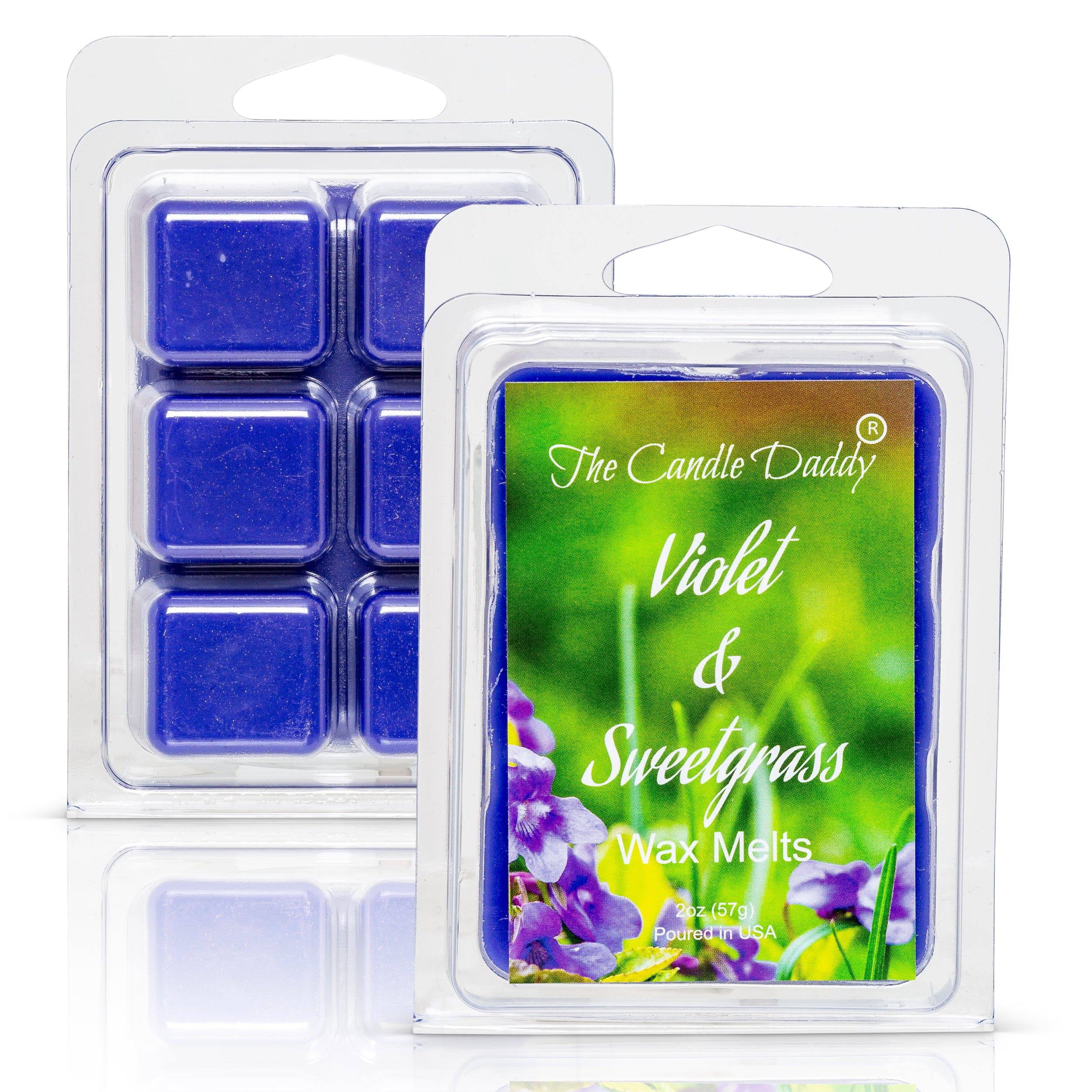 Violet and Sweetgrass -  Wildflower and Fresh Cut Grass Scented Melt- Maximum Scent Wax Cubes/Melts- 1 Pack -2 Ounces- 6 Cubes