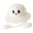 thumbnail image 3 of Sombrero de paja con orejas de moda con orejas que se mueven y saltan, gorras de pescador de protección para blanco lechoso, 3 of 9