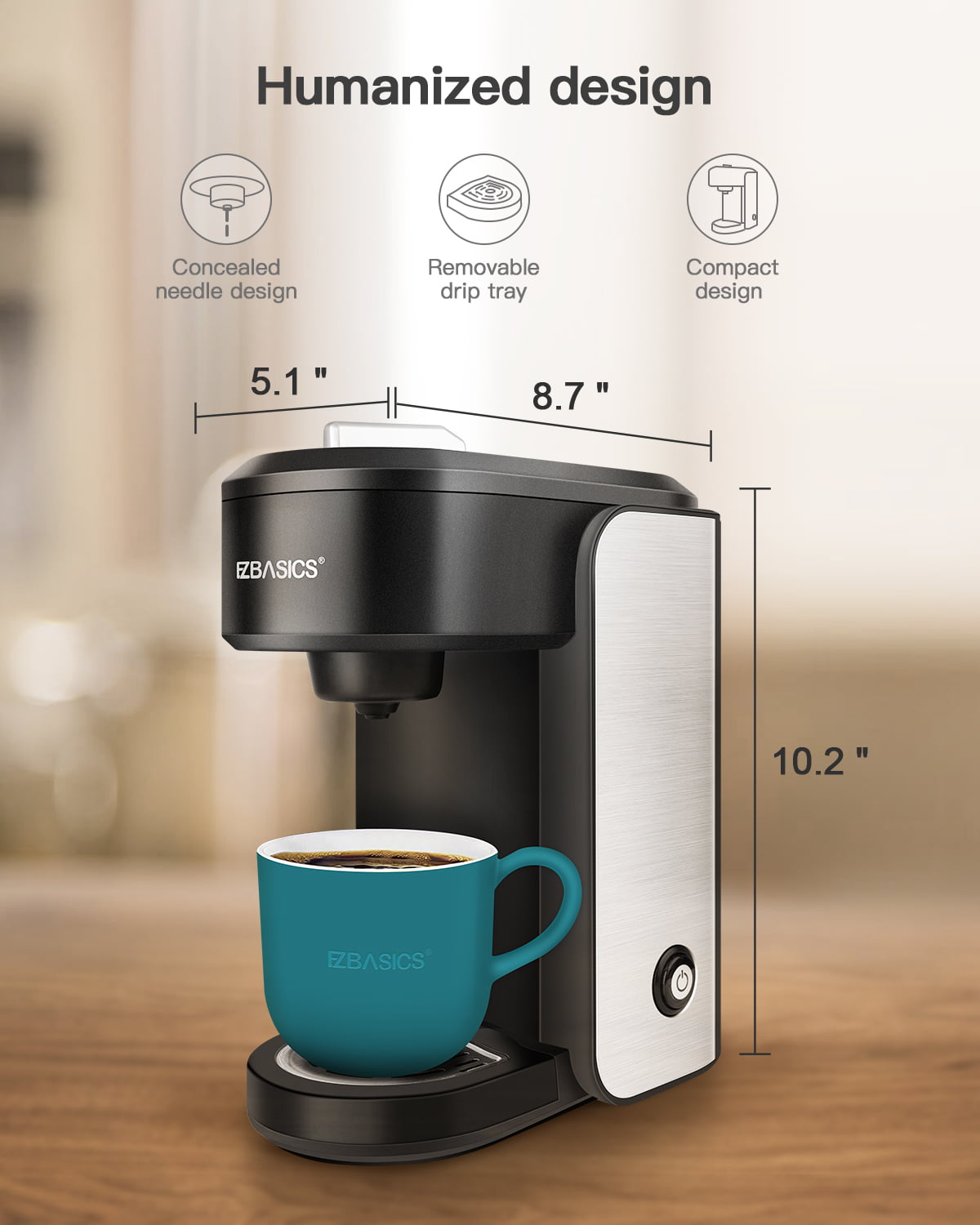 1pc European Standard 750w Coffee Machine, Compact Single Serve