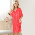 thumbnail image 2 of LIaqionyy Satin Nightgowns for Women Short Sleeve Silky Lace V Neck Flowy Nightshirt Lightweight Comfy Loungewear, 2 of 7