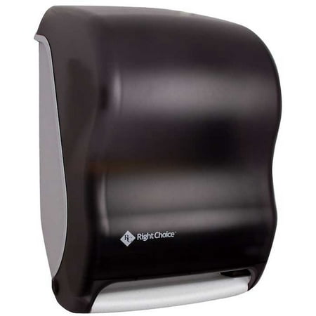 Right Choice Electronic Touchless Roll Towel Dispenser  12 x 16.75 x 10 inch -- 1 each. Right Choice Electronic Touchless Roll Towel Dispenser delivers a consistent 10 inch paper portion without wait. Ideal for high traffic areas Low maintenance dispenser with a long lasting battery Instal  load paper and go! Made from durable  impact resistant plastic