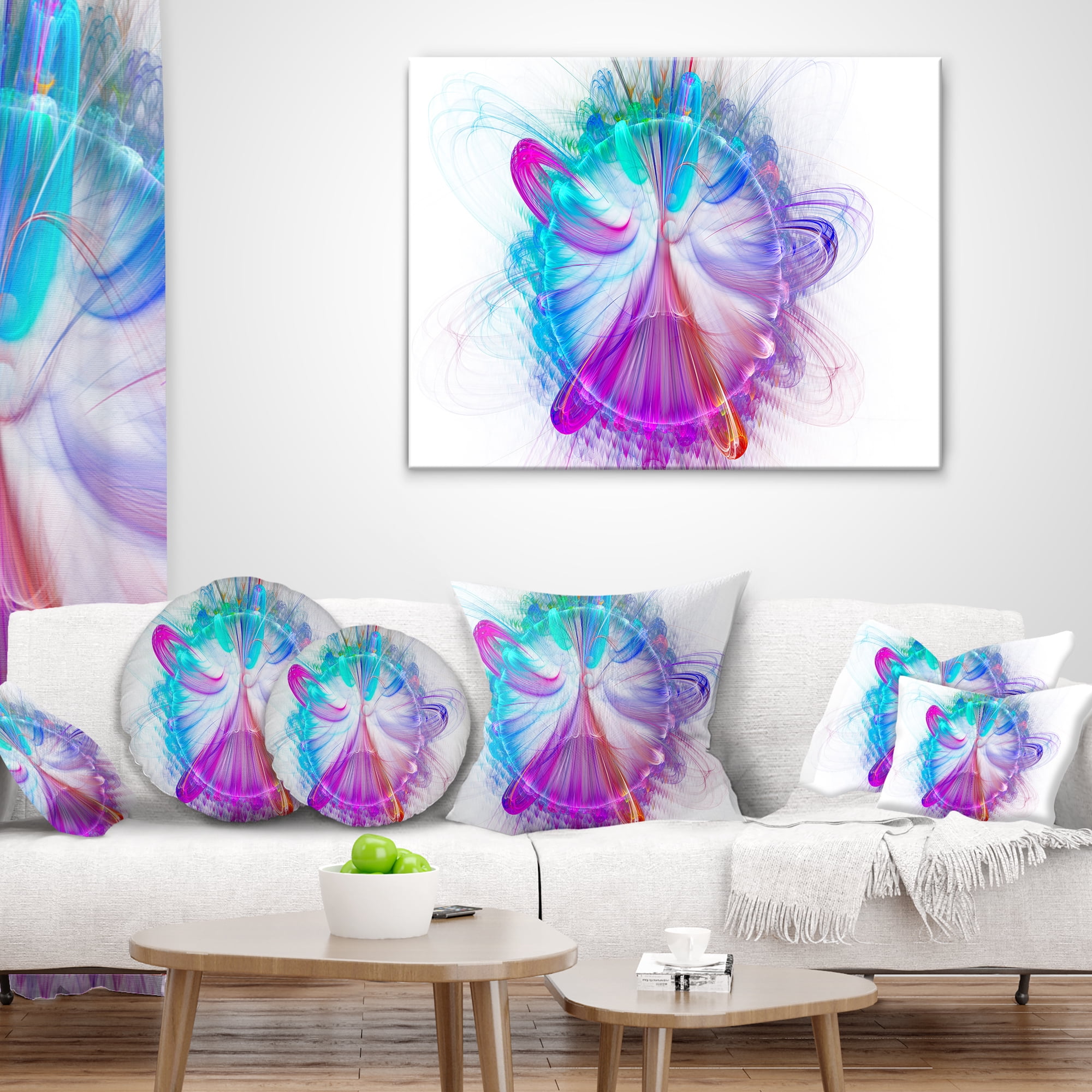 Designart Vortices of Energy Fractal Pattern - Abstract Throw Pillow - 18x18
