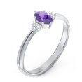 thumbnail image 3 of Bague Ovale avec Accents d'Épaule - Améthyste (Février), 3 of 5