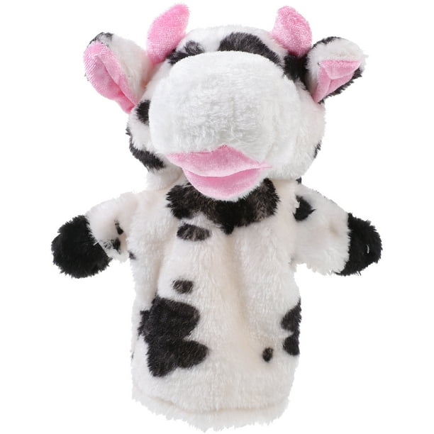 EeaseMX Marionetas de mano de peluche con forma de vaca de dibujos animados, juguetes para contar historias para niños y bebés.