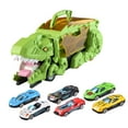 thumbnail image 2 of Pista deslizante para vehículo de deglución de dinosaurios, recuerdo de fiesta, transporte de golondrinas de dinosaurios Verde con 6 coches., 2 of 9