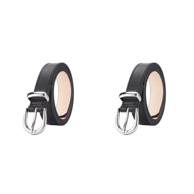 Guardurnaity Cinturón de moda de cuero para mujer - Accesorio imprescindible para cinturón de atuendo para mujer Cinturón de cuero negro 110cm negro 110cm 2Conjunto