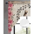 thumbnail image 2 of Pink Roses Swag Valances for Windows, Small Curtains Drapes, Spring Horseshoes Floral Leaves Vintage Kitchen Window Curtains Over Sink Rod Pocket Window Treatment Valance for Bedroom/Bathroom 56"x36", 2 of 5