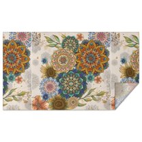 Boho Bohemia Flower Rectangle Tablecloth 60"x102",Waterproof Polyester Rectangle Table Cloth, Wipeable Spillproof Polyester Tablecloth for Dining, Camping, Indoor and Outdoor