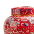 thumbnail image 5 of deevoka Ceramic Ginger Jar Vase with Lid Flower Arrangement Chinese Desktop Crafts Red, 5 of 9