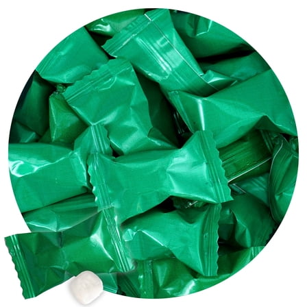 Green Buttermints, 2 Pound Bulk Bag, After Dinner Mints, Approximately 240 Pieces, Butter Mints Individually Wrapped, Green Candy