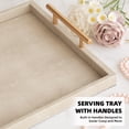 thumbnail image 6 of MODE HOME Modern Decorative Tray Set of 2 Ivory Shagreen Leather and Wood Serving Tray with Gold Polished Metal Handles for Ottoman, Coffee Table, Bathroom and More, 6 of 10