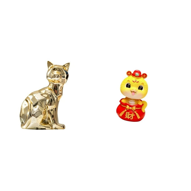 Figura de escritorio,Estatua de gato en estante,escritorio,oficina,decoración del hogar,Figura decorativa de escritorio de cerámica para decoración del hogar,Estatua de serpiente