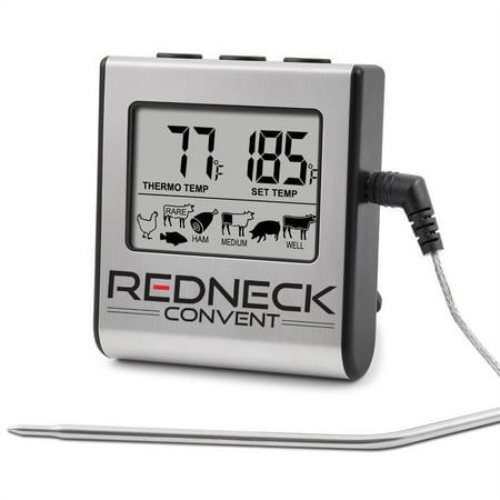RC Digital Food Kitchen Meat Thermometer and Built-in Timer with Large LCD Display for Grills BBQ Smokers