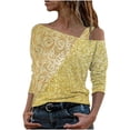 thumbnail image 1 of Camiseta de manga larga con lentejuelas y hombros descubiertos holgados con estampado de leopardo a la moda para mujer Fridja hkj2858, 1 of 5