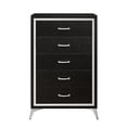 thumbnail image 2 of Benjara Sami 49 Inch Tall Dresser, 5 Drawers, Mirror Trim, Embossed Texture, Black, 2 of 6