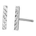 thumbnail image 4 of JewelStop 14K White Gold 8.5mmx1.4mm Diamond Cut Bar Stud Earrings with Butterfly Backings for Women, 4 of 7