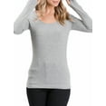 thumbnail image 2 of Doublju Women's Round Neck Long Sleeve Ribbed Top with Thumb Holes (Plus Size Available), 2 of 4
