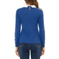 thumbnail image 3 of INSPIRE CHIC Blouse de Noël à Col Peter Pan pour Femme, Tricot, Col Contrastant, Manches Longues, Haut de Fête, TP Bleu Royal, 3 of 5