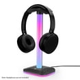 thumbnail image 4 of TFixol RGB Illuminated Headphone Stand with Detachable USB-Powered Base, Black ABS+PC+TPU Desktop Holder for Earphones, 22cm Bracket, 11x10cm Base, 8.2x5cm Storage Tray, 5V 3W Plug-and-Play Design, 4 of 6