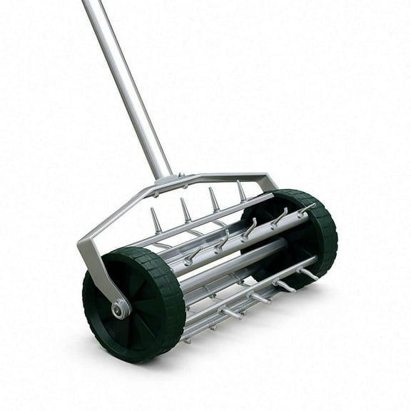 27-Tine Aerator Garden Rotary Push Tine Spike Rolling Lawn Manual Aerator Roller Garden Tool for Yard Grass Maintenance