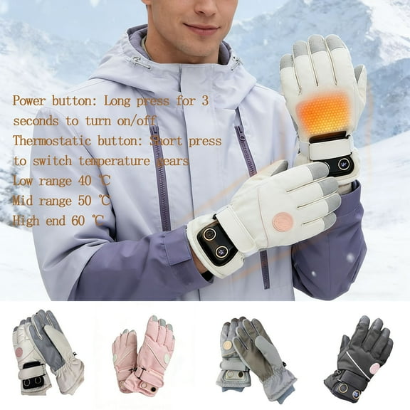 Rechargeable Lithium Battery Heating Gloves - Winter Warm Electric Heated Gloves for Motorcycle Bike Skiing, Windproof Waterproof Thermal Gloves Outdoor Cold Weather Hand Warmer, 5*12in, Black