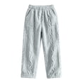 thumbnail image 4 of Women's Cable Knit Fuzzy Loungewear Pants Elastic Waist Jogger Style Warm Plush Home Trousers with Pockets for Fall Winter, 4 of 6