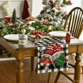 thumbnail image 2 of Buffalo Plaid Gnome Bell Xmas Tree Christmas Table Runner, Seasonal Winter Kitchen Dining Table Decoration for Home Party Decor 13x48 Inch, 2 of 6