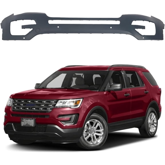 LABLT Primered Front Bumper with 4 Park Assist Sensors Replacement for Explorer 2016 2017 FO1000725 FB5Z17D957BPTM