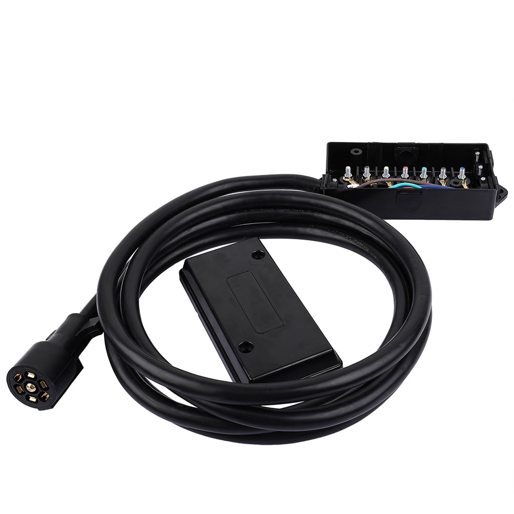 ECCPP RV 7 Way Plug Inline PreWired Trailer Cord Junction Box with 12 Foot Cable