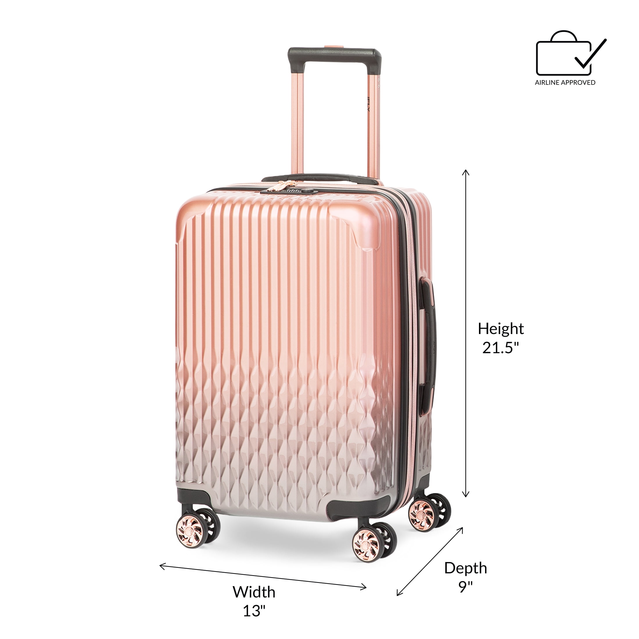 iFLY Elite 2-Piece Expandable Hardside Spinner Luggage Set, with TSA Lock, 20" Carry-on and 28" Checked Luggage, Rose Gold