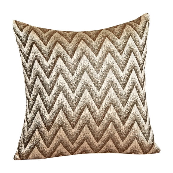 Violet Linen Indiana Chevron Pattern, Polyester Jacquard, Reversible, Gold, 18 Inch x 18 Inch, Decorative Throw Pillow