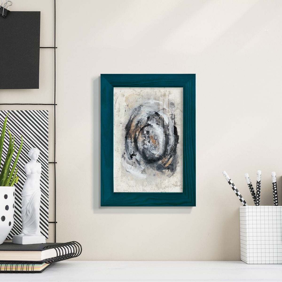 Circular Energy IV -Framed Print w/glass-Ocean Blue