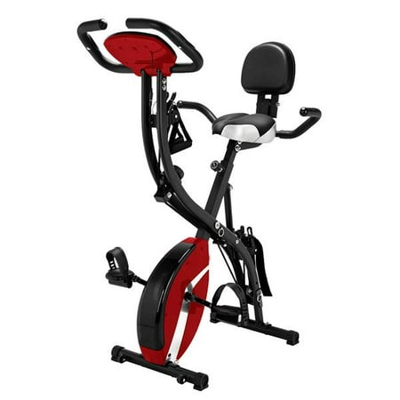 3-in-1 Folding Upright Bike for Indoor Exercise High Backrest, Total Body Workout Exercise Bike with Adjustable Resistance Bands for Arm & Leg