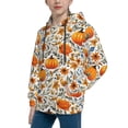 thumbnail image 2 of KLL Unisex Kids Boys Girls Hooded Pocket Pullover Hoodies-Autumn Pumpkin Blossoms, 2 of 5