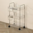 thumbnail image 3 of Sulaicai Chariot Utilitaire Roulant en Plastique à 3 Niveaux avec Poignée et 2 Tasses Suspendues, Chariot Durable et Robuste avec Roues, Organisateur de Rangement Mobile pour Salle de Bain, Cuisine, Salon, Bureau, 3 of 7
