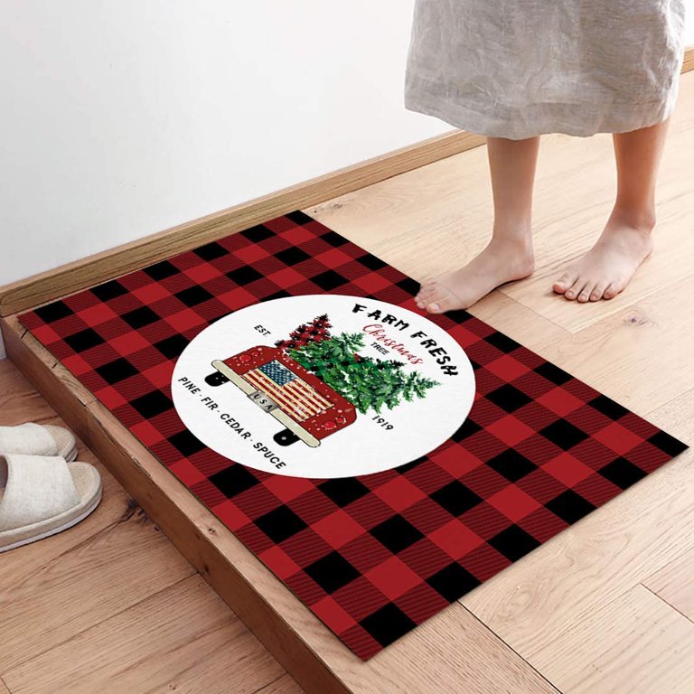 Buffalo Check Anti Fatigue Kitchen Rugs, Plaid Absorbent Non Slip