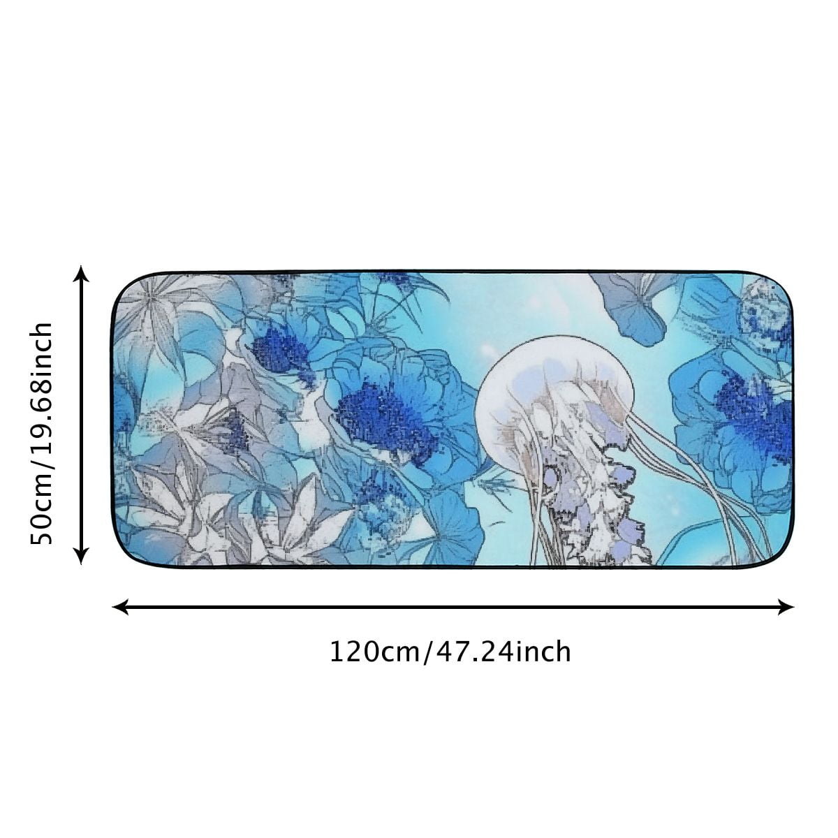 PHYHOO Doormat Jellyfish and Orchids Flowers Non-Slip Indoor Entryway Door Mat (Rubber Backing) 19.68*47.24 in
