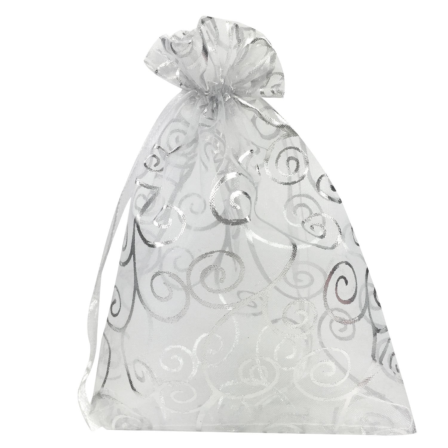 White with Silver SODIAL 100pcs 4x6 Inches Drawstrings Organza Gift Candy Bags Wedding Favors Bags 