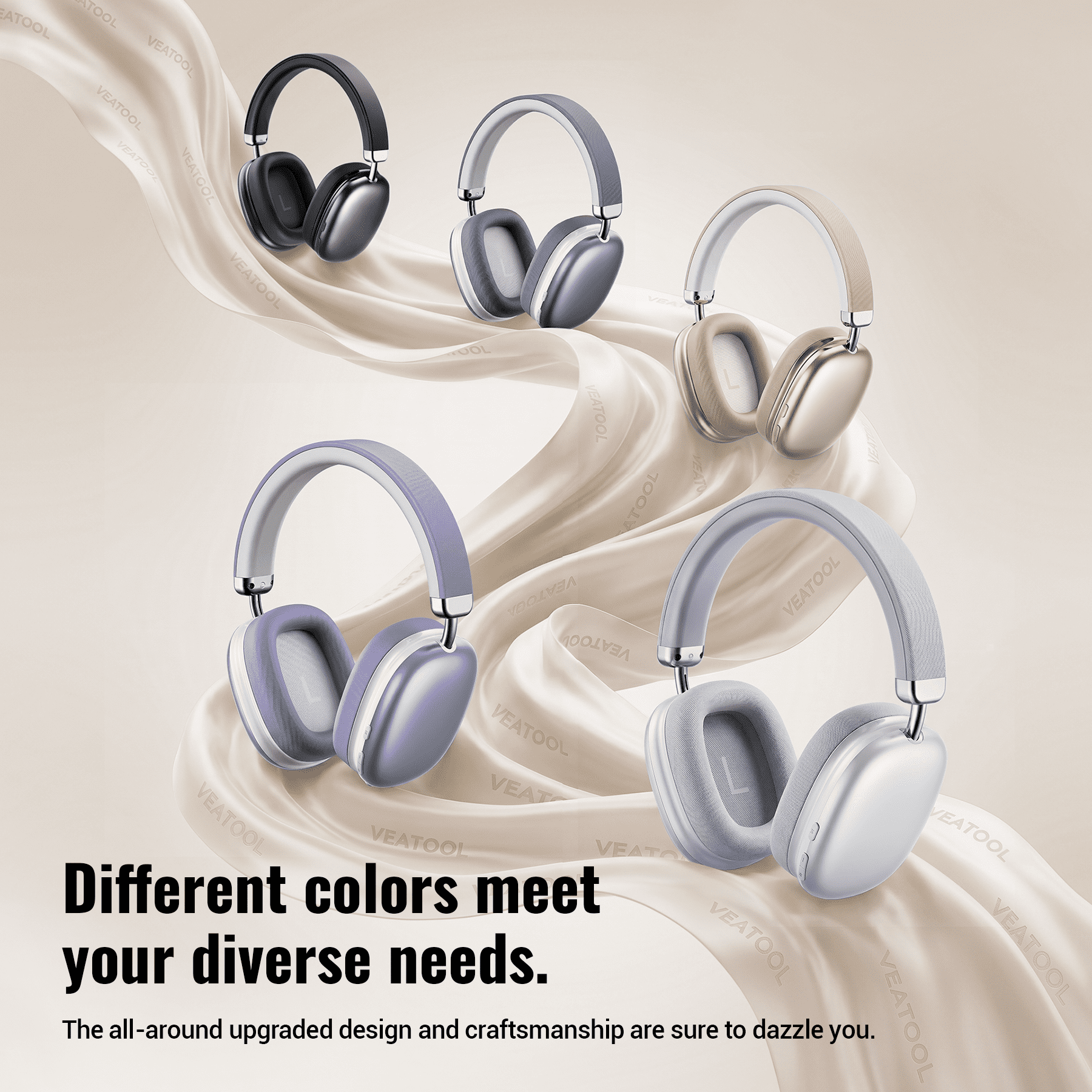 Wireless Bluetooth Headphones 5.1,40 Hrs Playtime Wireless Over-Ear Headphones,4 Mics ENC Noise Cancelling for Clear Calls, Lightweight Headset with Deep Bass Comfort fit for Travel Work
