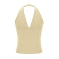 thumbnail image 6 of Rciityk Halters Tank Top for Women V Neck Sleeveless Shirts Summer Beach Hawaiian Clothes Solid Color Backless Slim Tanks, 6 of 8