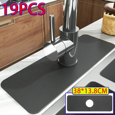 

Skycarper 19PCS Absorbent Kitchen Faucet Mat Dish Drying Mat Behind The Faucet Sink Splash Guard Pad Drip Catcher for Countertop Bathroom Farmhouse RV