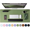 thumbnail image 1 of SHIQI-Leather Desk Pad Protector, Mouse Pad, Non-Slip Computer Mat for Desk, PU Leather Office Desk Mat for Home & Office, Waterproof Laptop Desk Blotter for Keyboard and Mouse, Olive Green (13.7''X2, 1 of 4